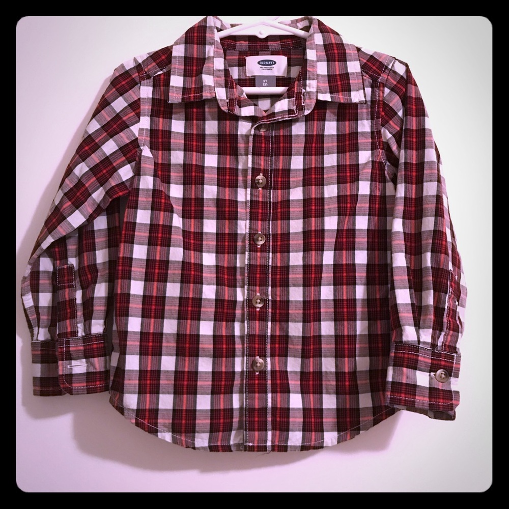 Old navy red plaid button down for toddler